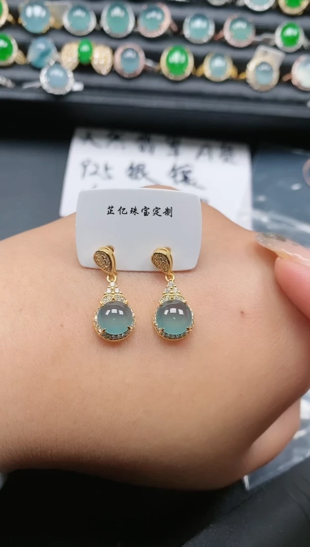 翡翠银S925镶嵌耳饰11111111
