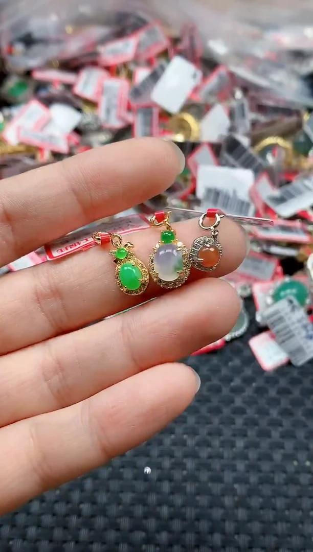 银S925镶嵌戒指翡翠天然A货缅甸翡翠