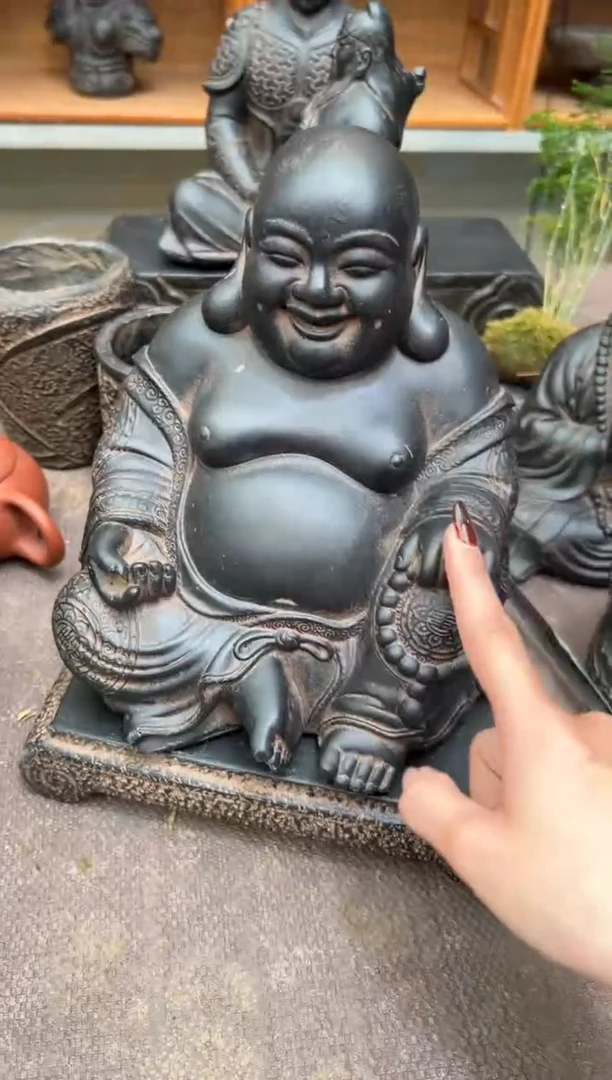 陶土大肚佛+小江枫底座