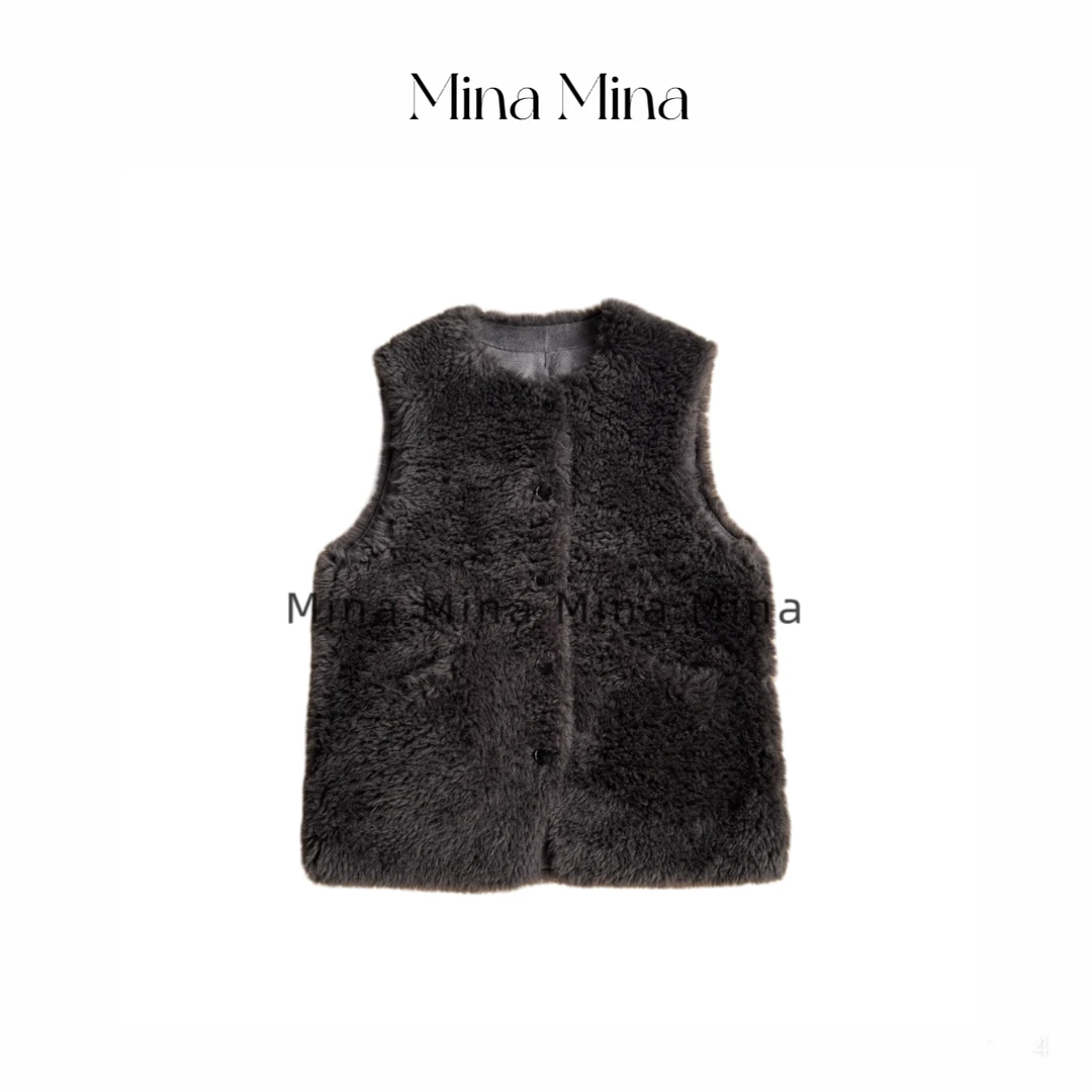 【Mina Studio】 2025初冬款 极简洋气羊毛无袖马甲背心 2025Q25181