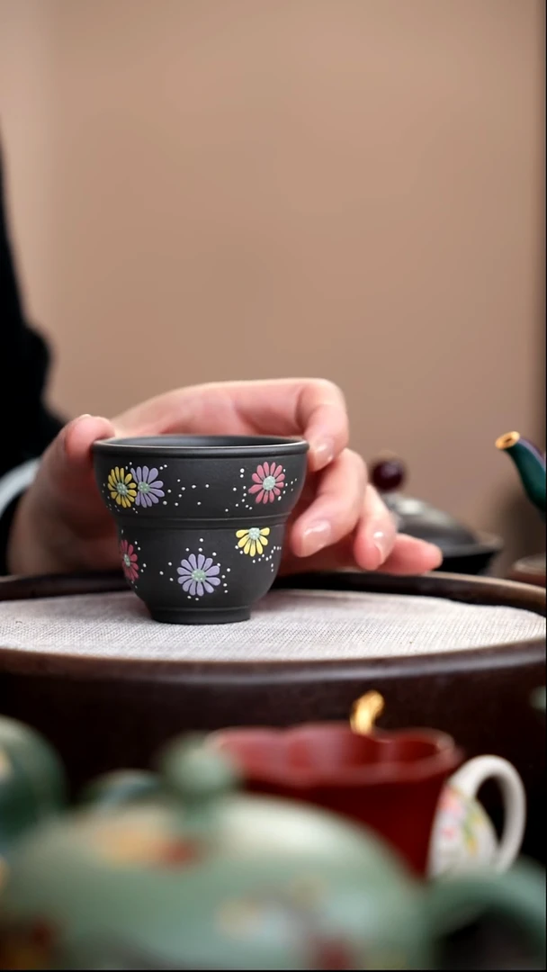 茶壶紫砂云雾天青葫芦杯雏菊