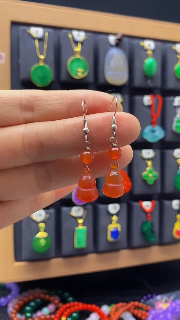 【闪购商品】玛瑙/玉髓耳环银S925镶嵌耳饰