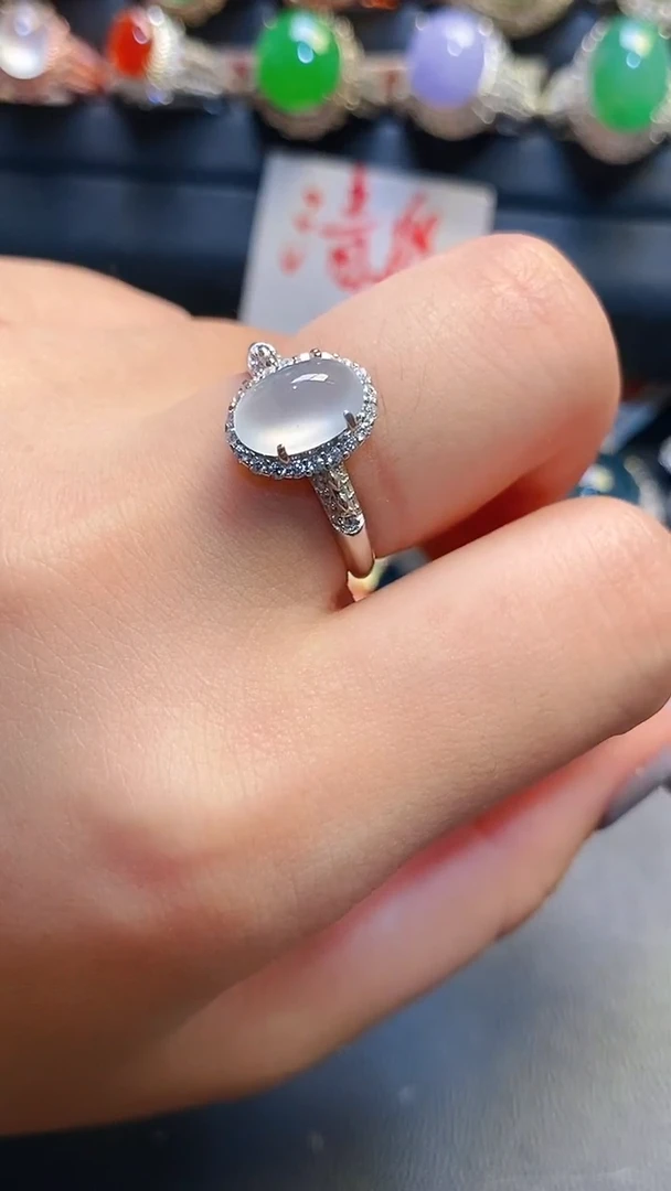 银S925镶嵌戒指翡翠天然