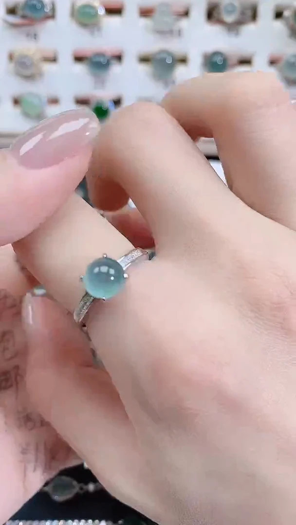 银S925镶嵌戒指翡翠天然翡翠