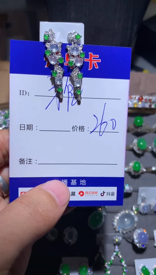 【闪购商品】翡翠耳饰银S925镶嵌雅芯