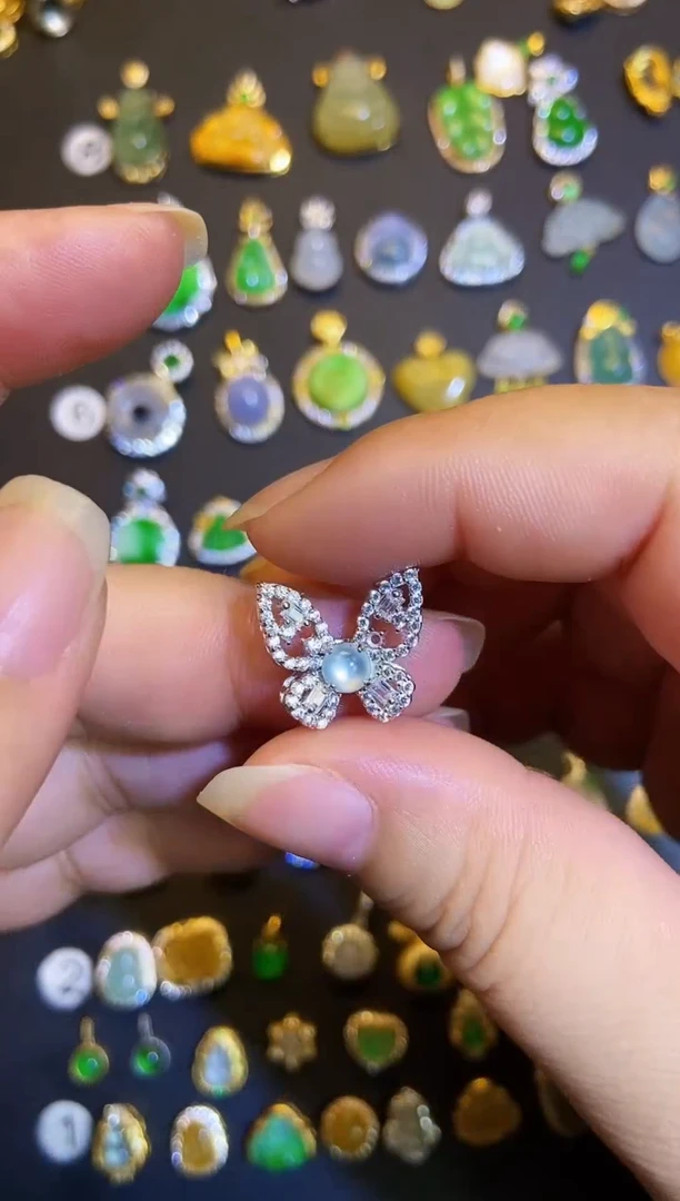 吊坠(不含链)银S925镶嵌翡翠1