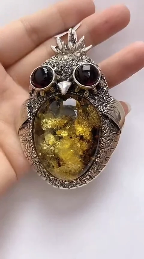 【闪购商品】琥珀裸石银S925镶嵌琥珀吊坠