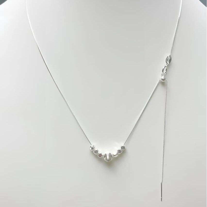 坠链均925银 阿乐专属-S925纯银项链万能针方糖猫眼珠子锁骨套链