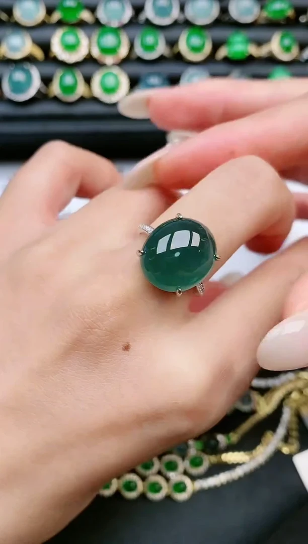 翡翠戒指银S925镶嵌11111