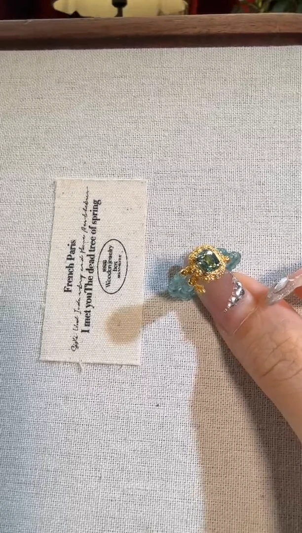 【闪购商品】碧玺戒指18K金镶嵌帕蓝双排戒圈