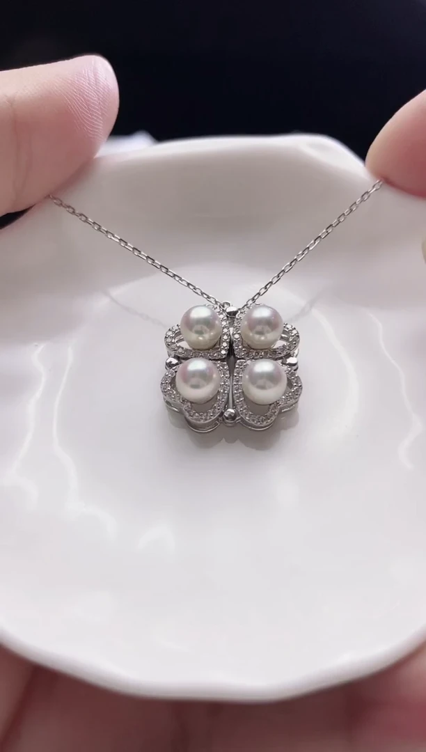 颈饰银S925镶嵌海水珍珠海水akoya珍珠吊坠