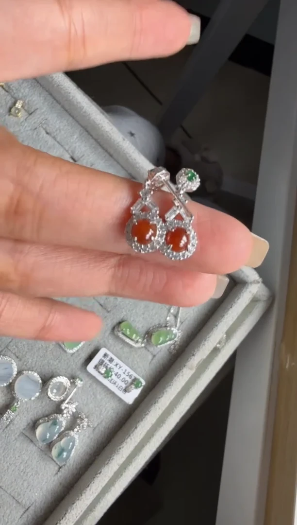 银S925镶嵌戒指翡翠耳饰