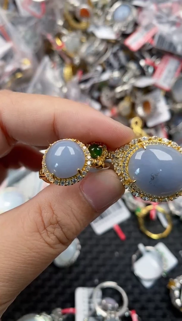 银S925镶嵌戒指翡翠12 12    3