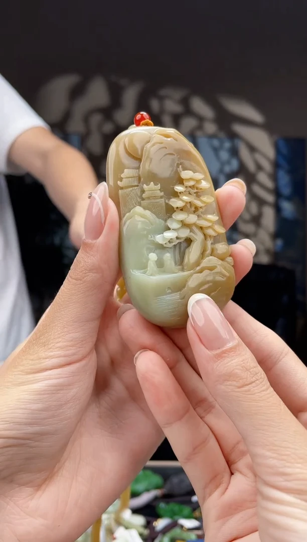 和田玉未镶嵌挂件拍一发一