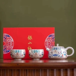 饕餮G1822鎏银一壶两杯配礼盒JSY
