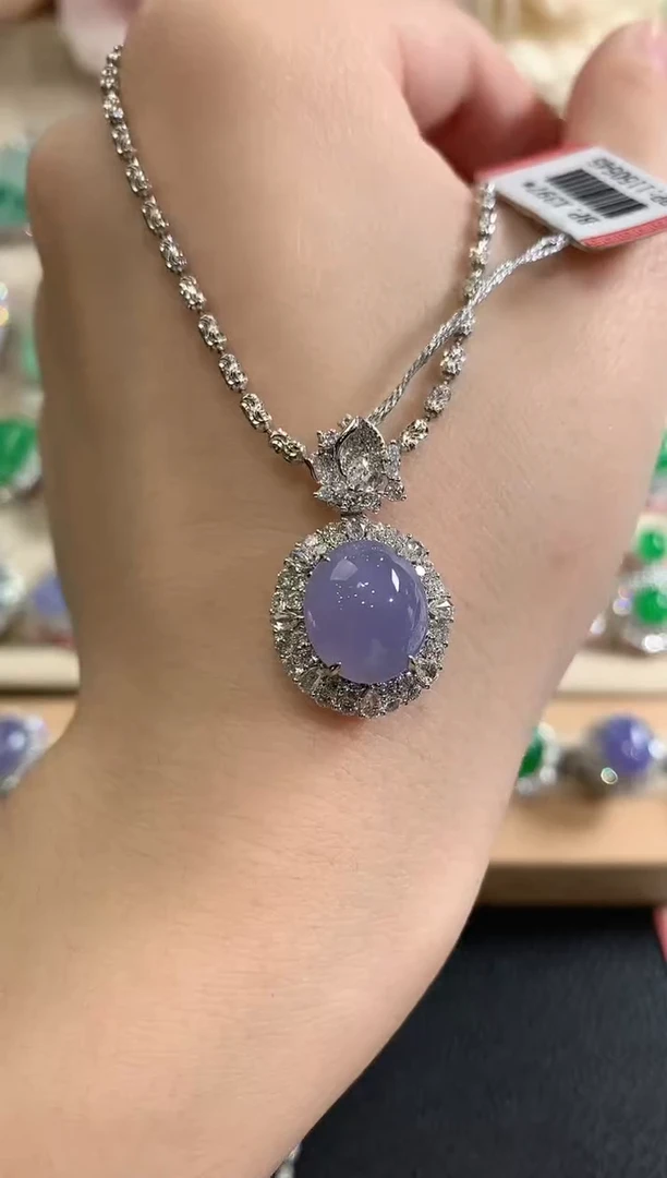 吊坠(不含链)18K金镶嵌翡翠冬日珠宝Q92紫货有色差