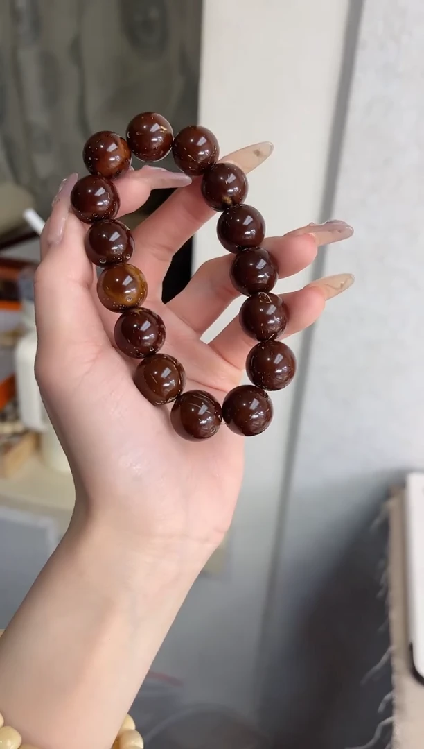 【闪购商品】菩提根/象牙果手串s05紫金鼠圆珠15mm瑕疵不补