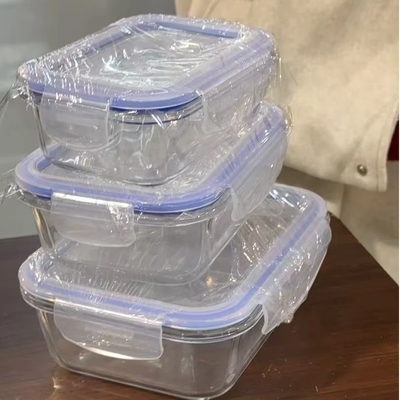 外贸单食品级带盖密封水果盒收纳盒保鲜盒三件套