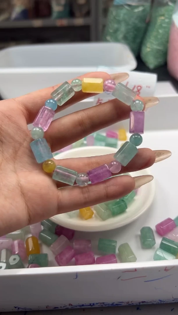 未镶嵌颈饰碧玺w2916彩虹碧玺六棱柱*5个