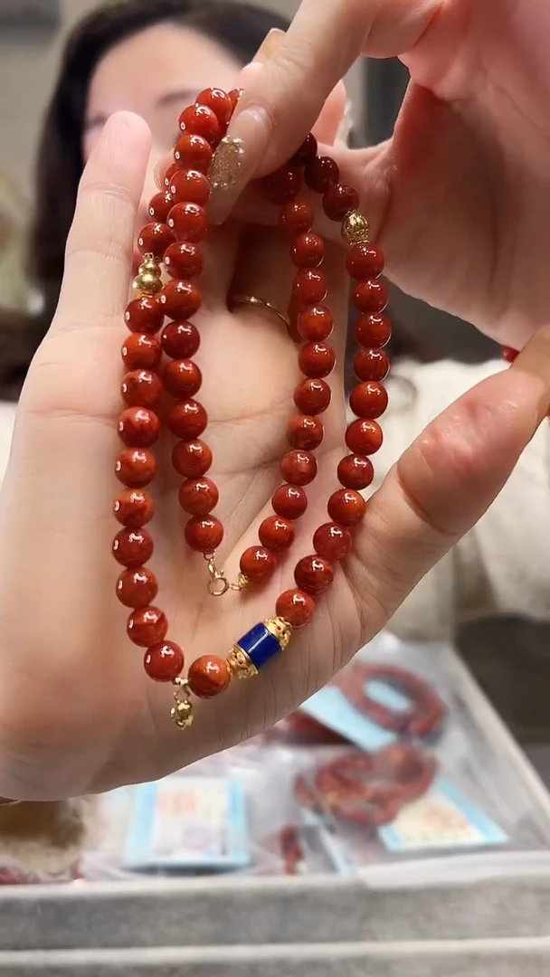 【闪购商品】南红玛瑙项链未镶嵌/18K金设计款/48cm/7mm+