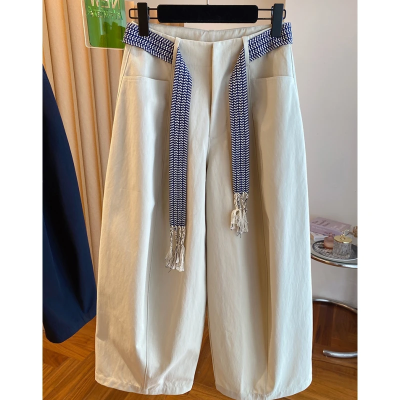 韩版高腰显瘦休闲百搭休闲裤女宽松直筒阔腿裤九分裤2025秋季新款
