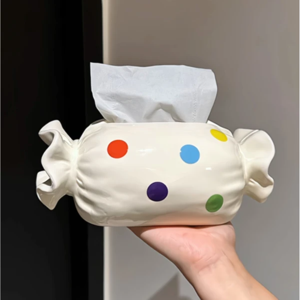 MOMO·陶瓷糖果纸巾盒客厅高级感轻奢收纳抽纸盒创意设计感餐桌茶