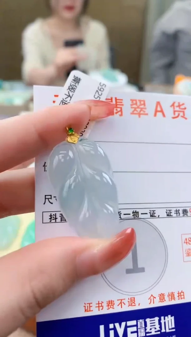 颈饰18K金镶嵌翡翠天然A货翡翠挂件