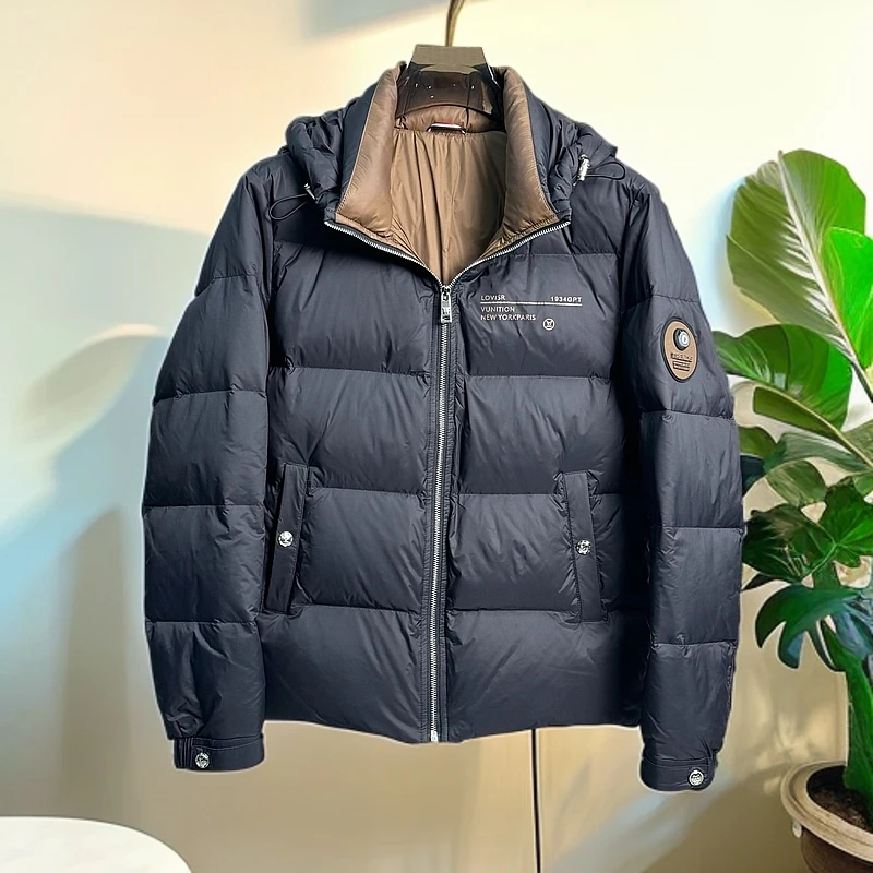 90白鸭绒-冬季男士时尚百搭连帽休闲羽绒服（169）