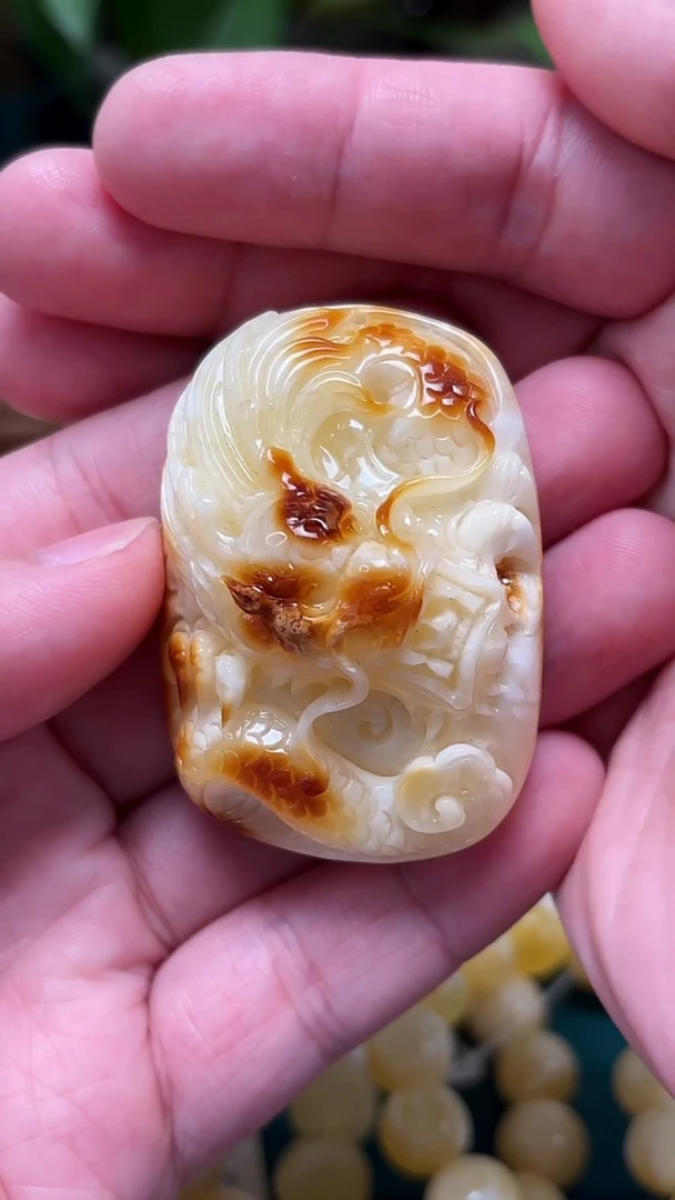 手链蜜蜡未镶嵌p35 精品白花蜡龙牌 25.16克