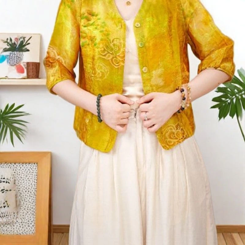 时尚国风印花防晒衣女士春夏季新款洋气薄款上衣开衫外搭衬衫外套