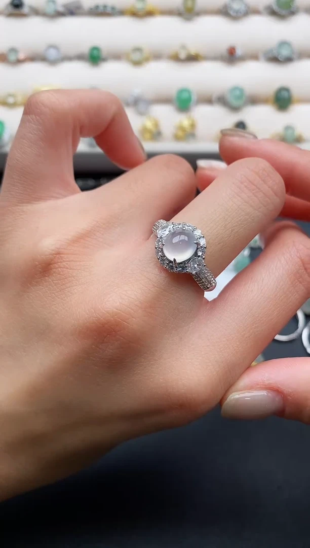 银S925镶嵌戒指翡翠888888+1