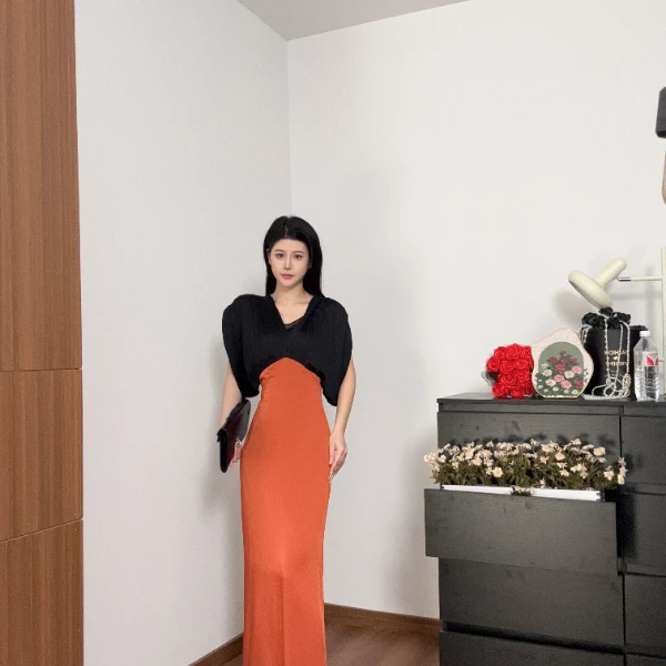 【法式庄园】气质高定设计感拼接假两件收腰连衣裙女LTTYN48797