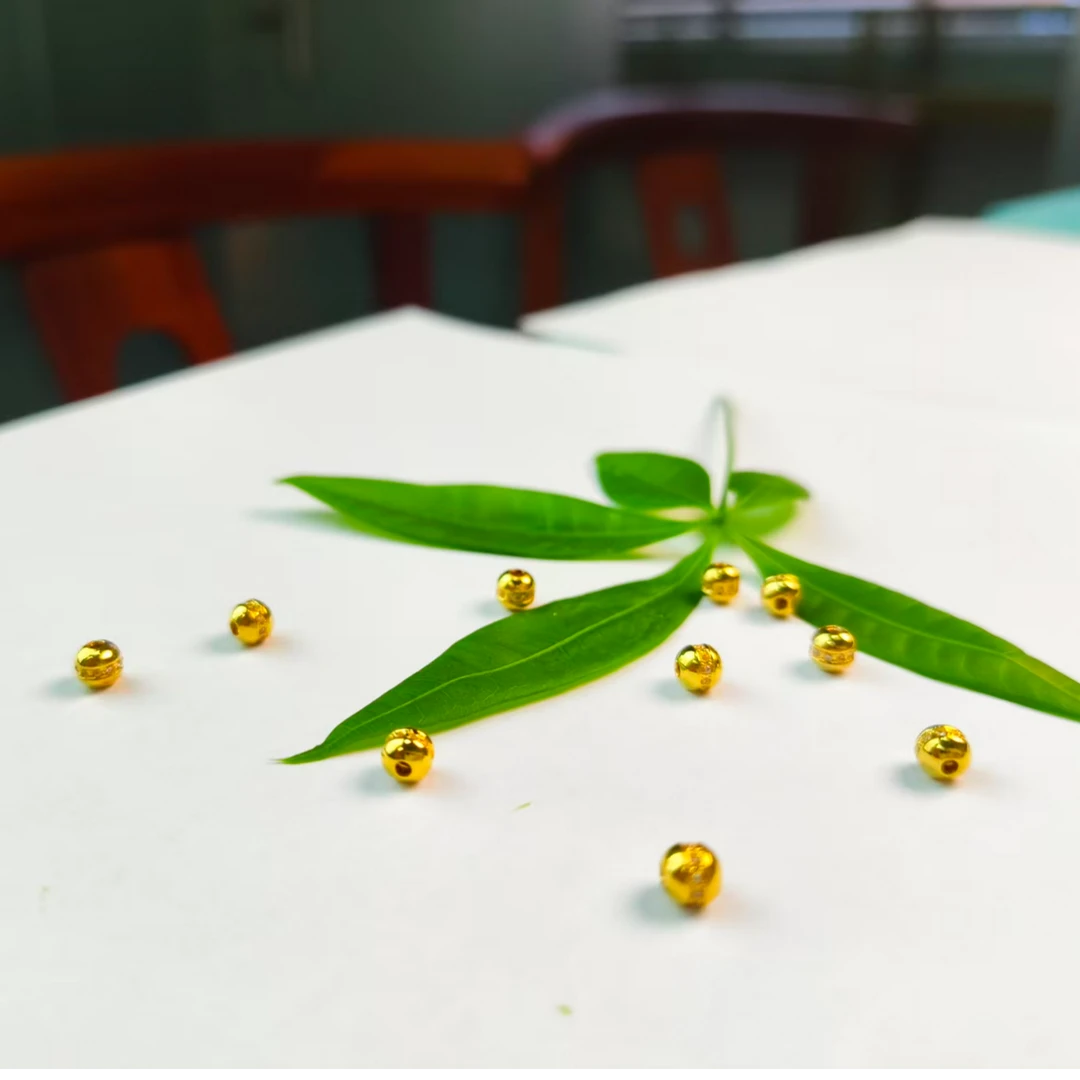 京-东发货 18k金4m镶石光面珠手串DYI项链 配件配饰