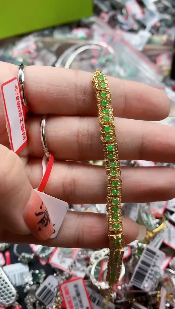 银S925镶嵌戒指翡翠天然A货缅甸翡翠