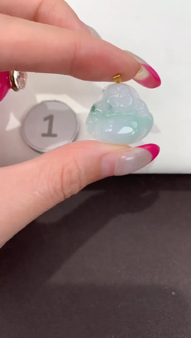 颈饰18K金镶嵌翡翠天然缅甸A货翡翠