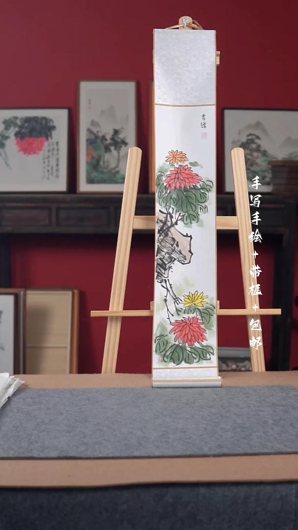 国画手写手绘-17*110卷轴-花鸟作品