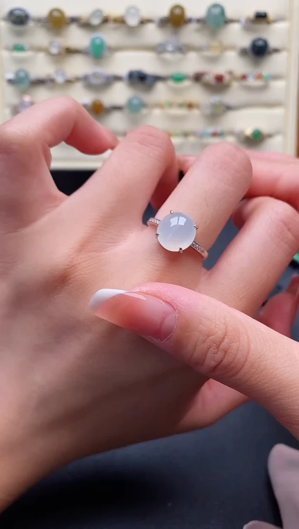 银S925镶嵌戒指翡翠3333333+7