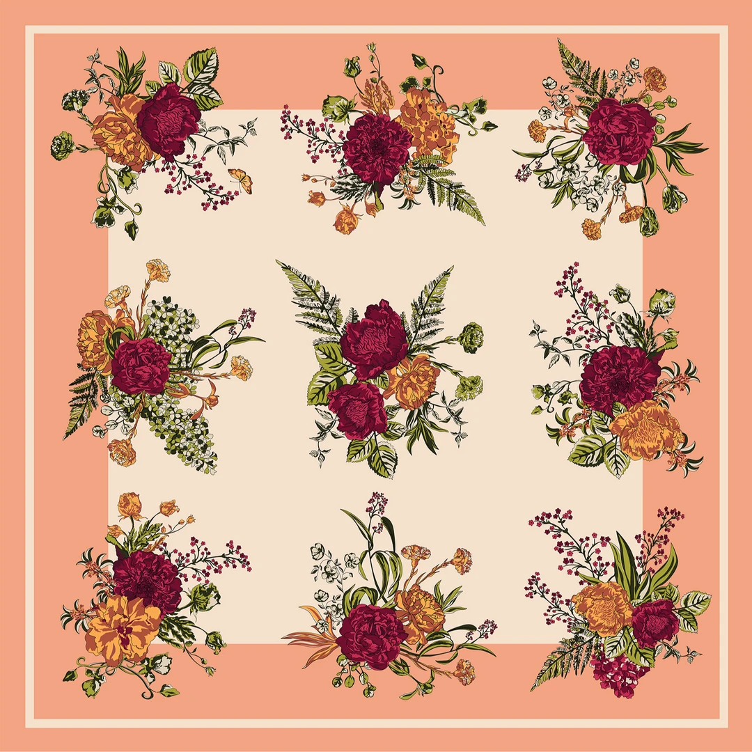 Wensli/万事利88cmx88cmART双面印花大方巾-游园会