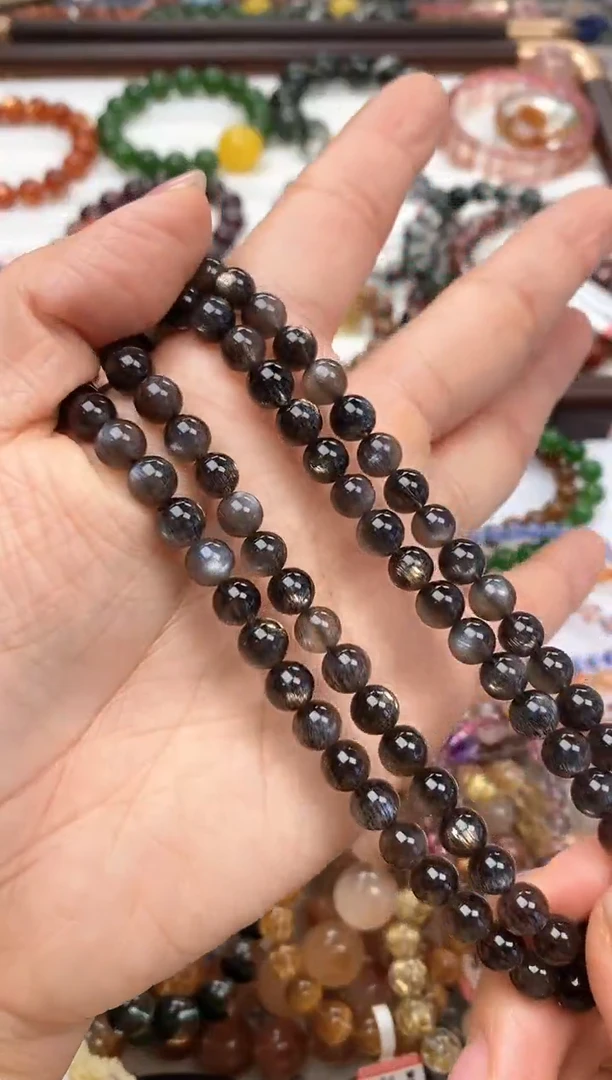 未镶嵌手链长石黑骨干6.8