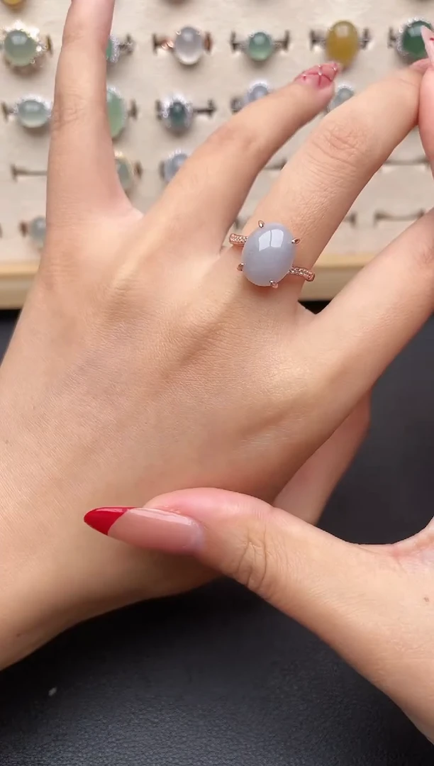 【闪购商品】翡翠戒指银S925镶嵌一物一证一礼盒