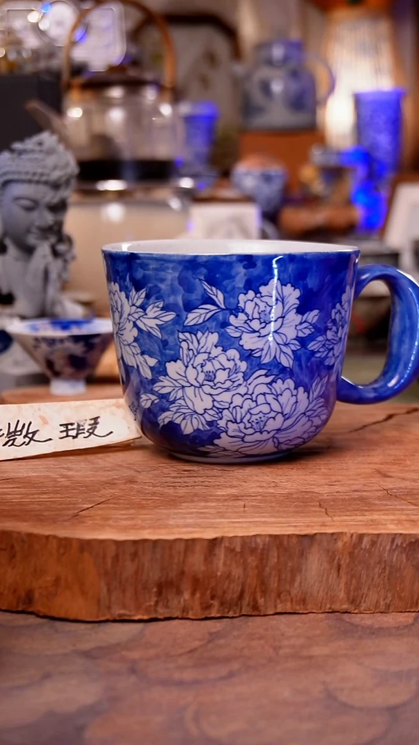 摆件陶牡丹手工手绘手工手绘