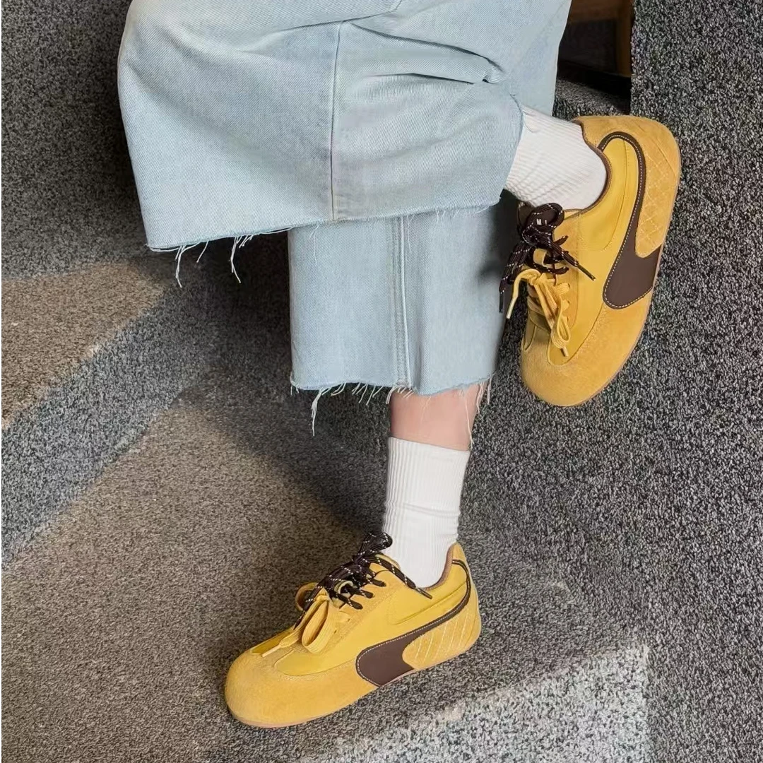 6612#丑萌双鞋带复古德训鞋