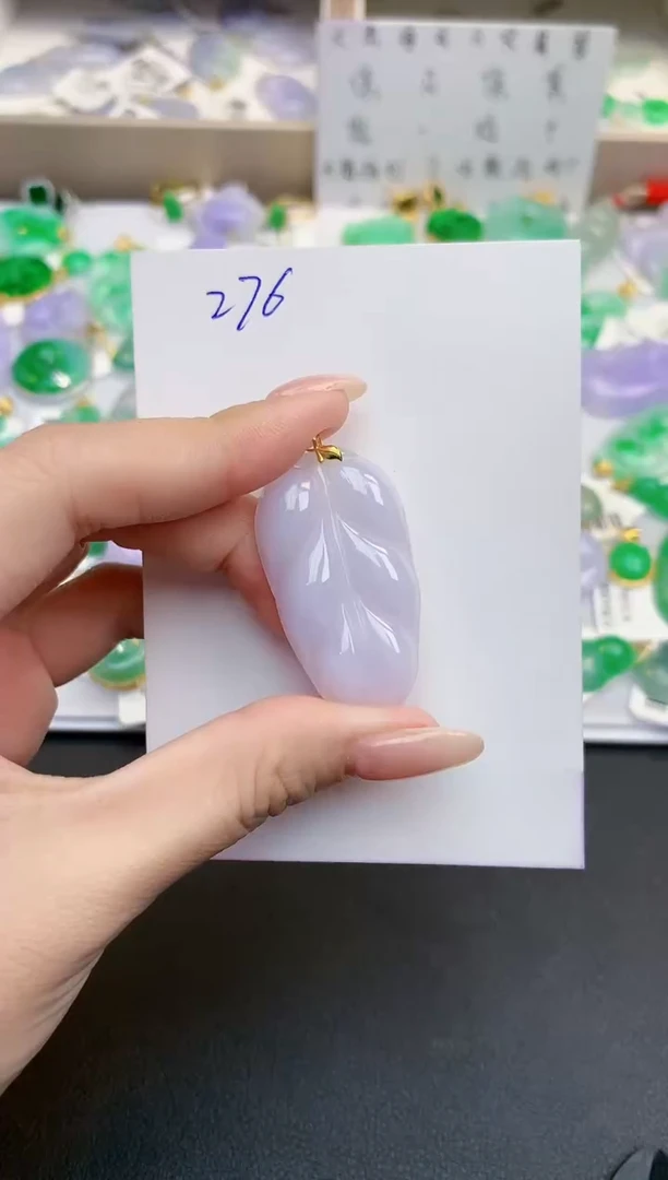 颈饰18K金镶嵌翡翠天然缅甸A货翡翠