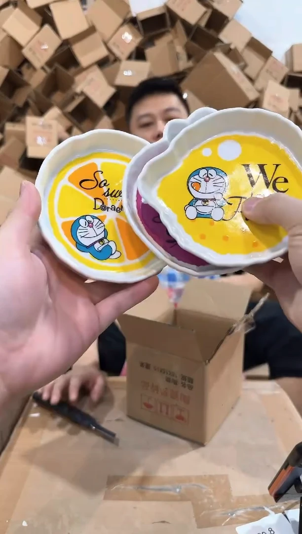 瓷片叮当猫水果盘3件套