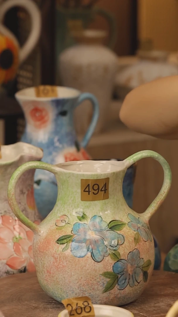 陶瓷景德镇设计师手作花器摆件侘寂风@M494@
