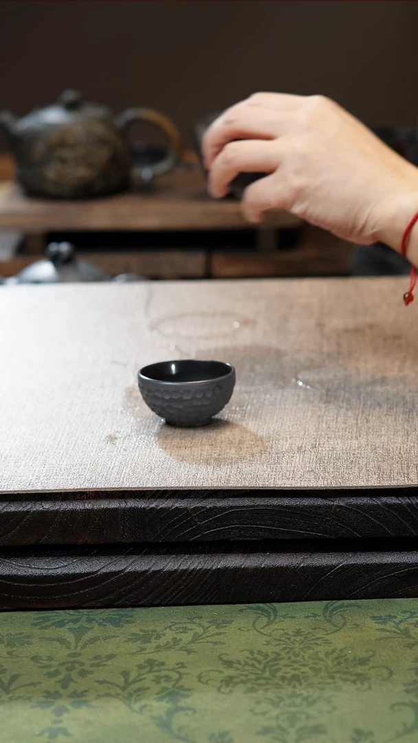 中式归玉堂冰碛岩重工雕刻锤纹小圆杯