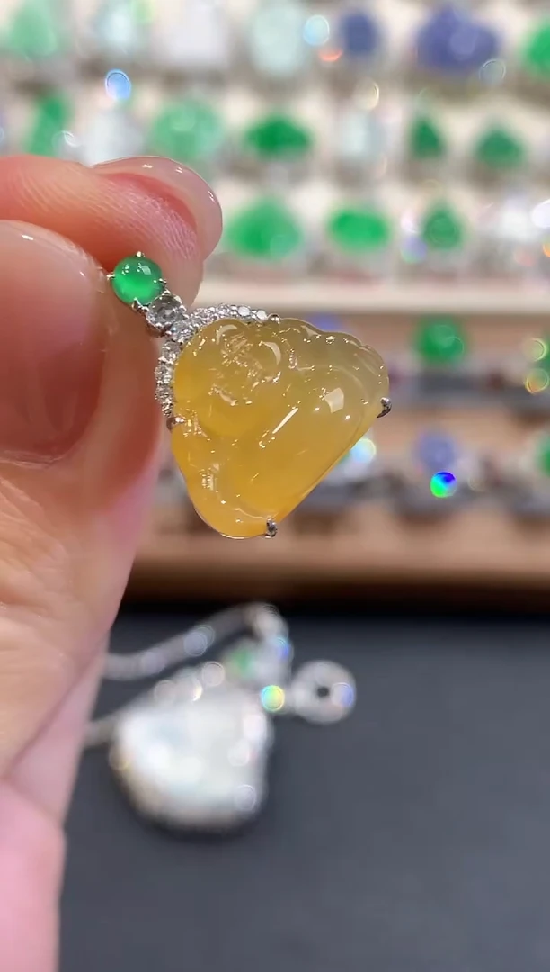 吊坠(不含链)18K金镶嵌翡翠a112