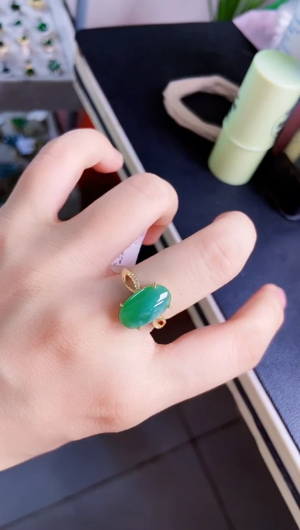 翡翠戒指银S925镶嵌245
