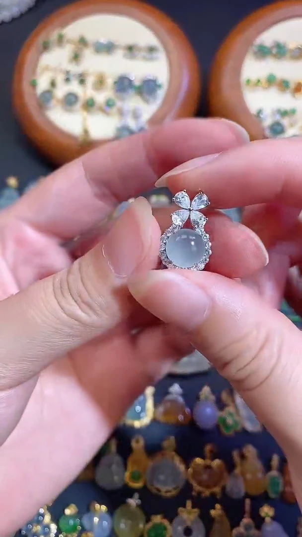 翡翠银S925镶嵌颈饰天然A货翡翠