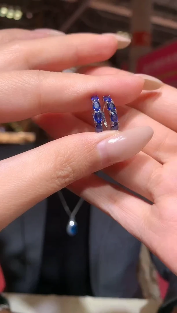 耳饰蓝宝石银S925镶嵌【宝石世家严选】